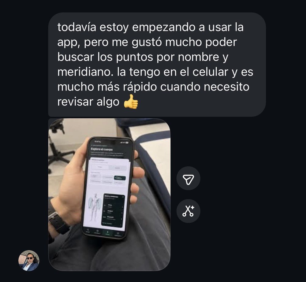 Mensaje de un cliente: le gustó poder buscar los puntos por nombre y meridiano desde el celular.
